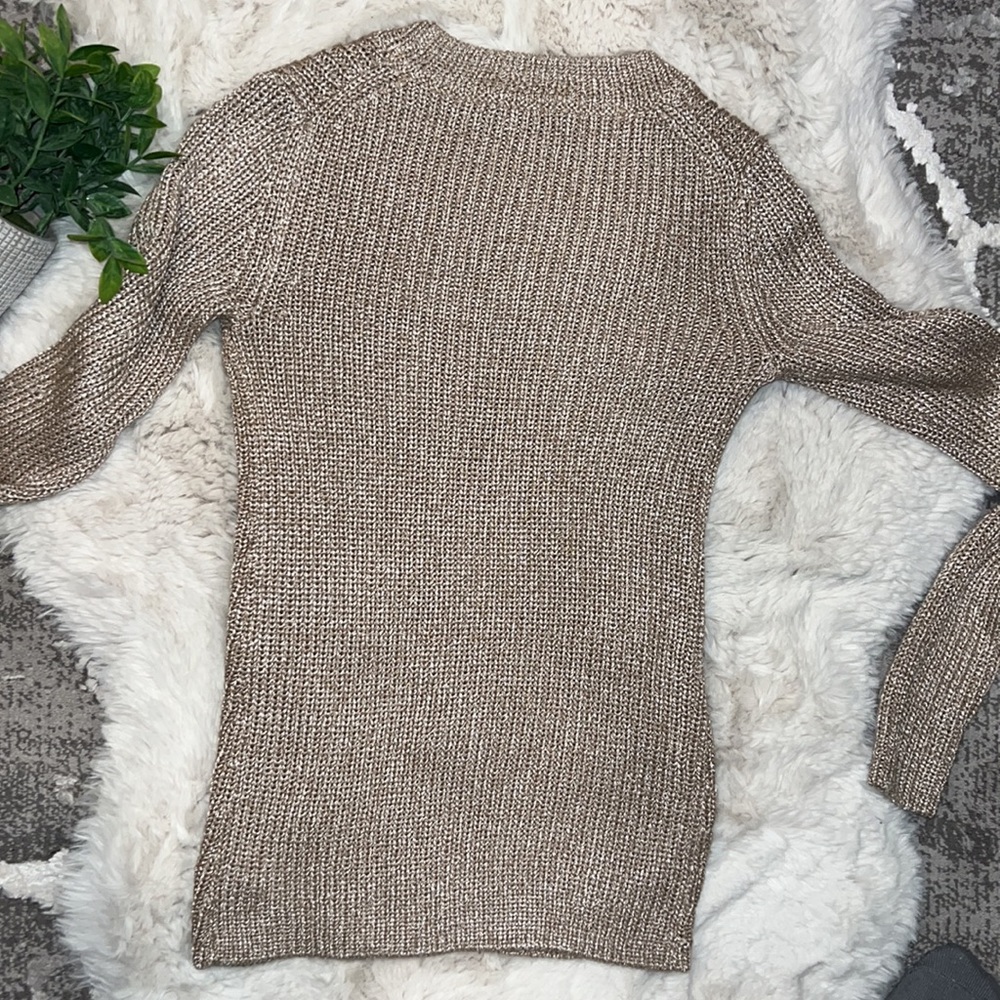 THEORY Gold Metallic Knitted Sweater - Picture 6 of 9